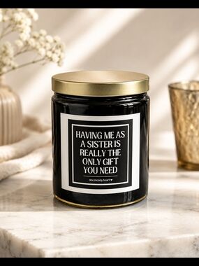 Sister Gift Black & Gold Jar Candle